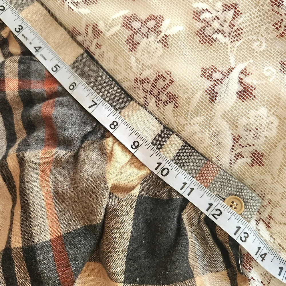 VTG Plaid Skirt Black and Tan Bias Cut Circular Size S Waist 26" - Picture 4 of 7